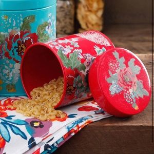 The Pioneer Woman Small Steel Canister Floral Red Multi - ULN!